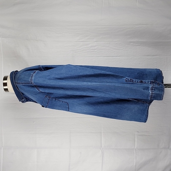 Vintage 90’s Lee Oversized Blue Denim Longline Grunge Button Down Shirt. XL - Picture 4 of 12